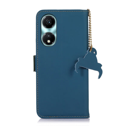 For Honor X5 Plus Genuine Leather Magnetic RFID Leather Phone Case(Blue) - Honor Cases by buy2fix | Online Shopping UK | buy2fix