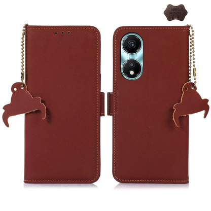 For Honor X5 Plus Genuine Leather Magnetic RFID Leather Phone Case(Coffee) - Honor Cases by buy2fix | Online Shopping UK | buy2fix