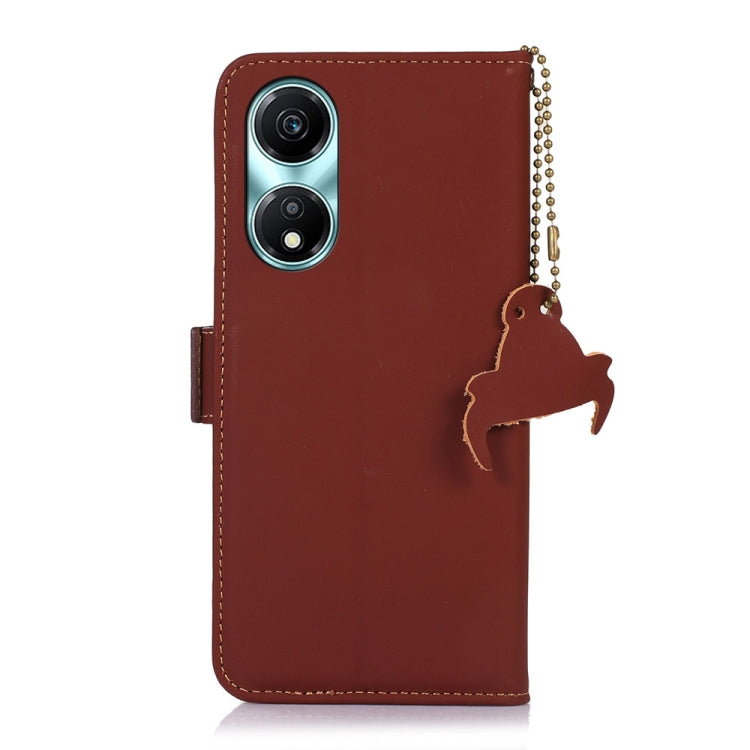 For Honor X5 Plus Genuine Leather Magnetic RFID Leather Phone Case(Coffee) - Honor Cases by buy2fix | Online Shopping UK | buy2fix