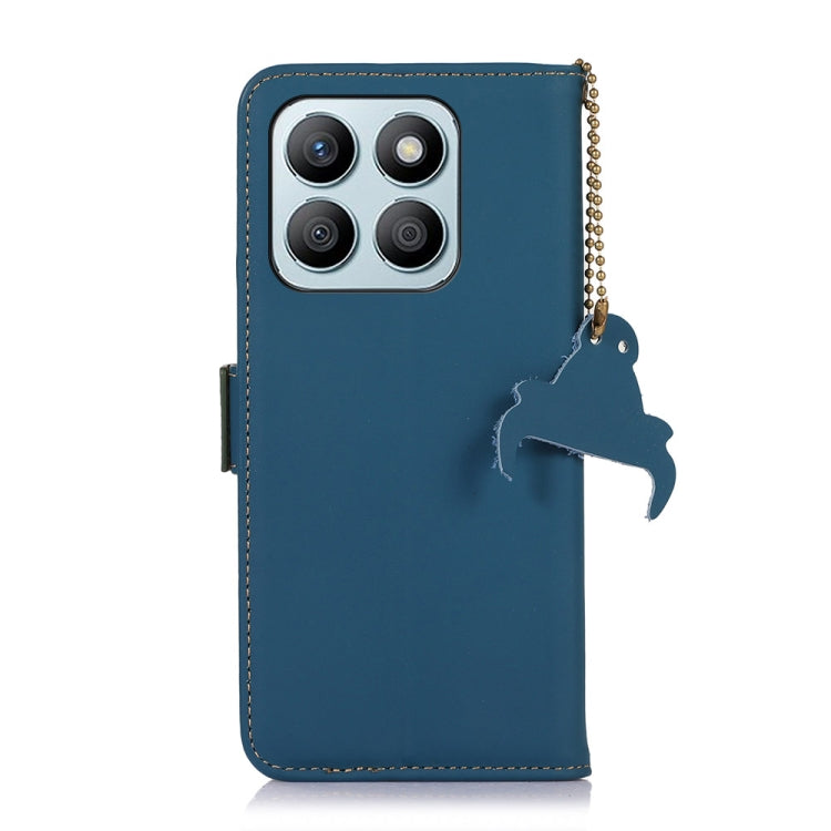 For Honor X8b Genuine Leather Magnetic RFID Leather Phone Case(Blue) - Honor Cases by buy2fix | Online Shopping UK | buy2fix