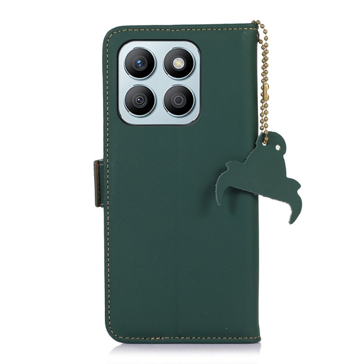 For Honor X8b Genuine Leather Magnetic RFID Leather Phone Case(Green) - Honor Cases by buy2fix | Online Shopping UK | buy2fix