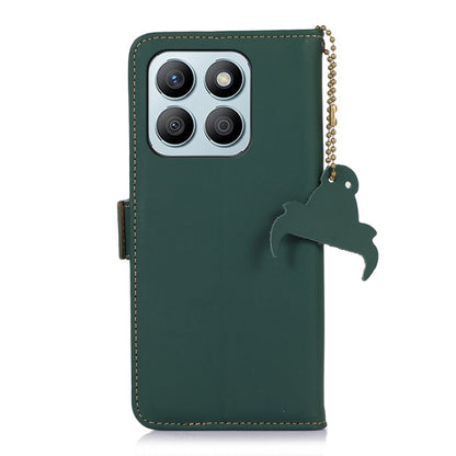 For Honor X8b Genuine Leather Magnetic RFID Leather Phone Case(Green) - Honor Cases by buy2fix | Online Shopping UK | buy2fix