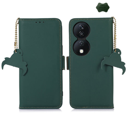 For Honor X7b Genuine Leather Magnetic RFID Leather Phone Case(Green) - Honor Cases by buy2fix | Online Shopping UK | buy2fix