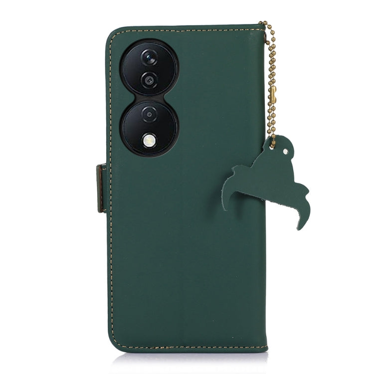 For Honor X7b Genuine Leather Magnetic RFID Leather Phone Case(Green) - Honor Cases by buy2fix | Online Shopping UK | buy2fix