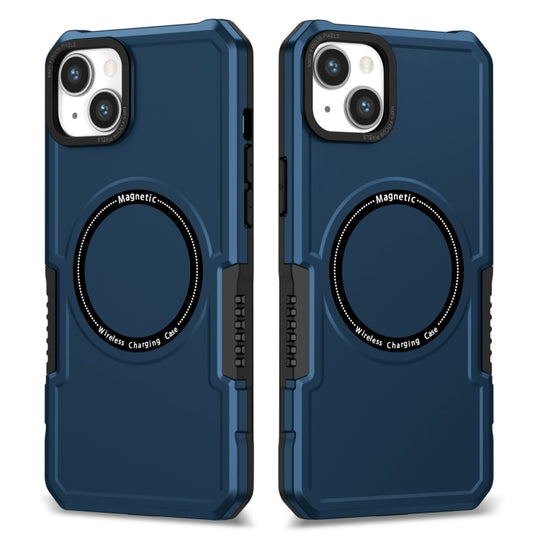 For iPhone 15 Plus Shockproof Armor MagSafe Phone Case(Dark Blue)