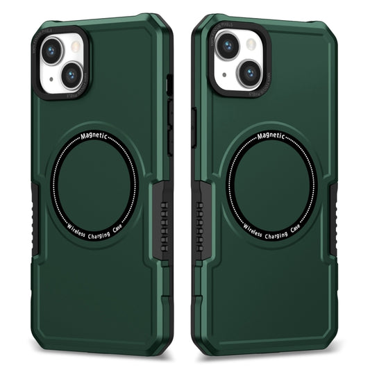 For iPhone 15 Shockproof Armor MagSafe Phone Case(Dark Green) by buy2fix