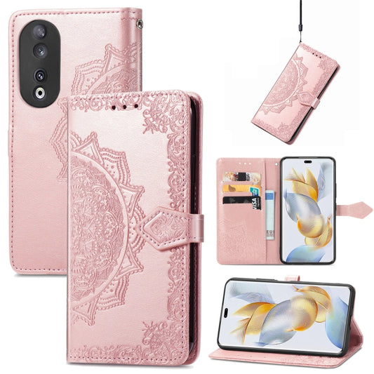 For Honor 90 Pro 5G Mandala Flower Embossed Leather Phone Case(Rose Gold) - Honor Cases by buy2fix | Online Shopping UK | buy2fix