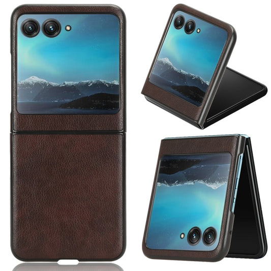 For Motorola Moto Razr 40 Ultra Litchi Texture Back Cover Phone Case(Brown) by buy2fix