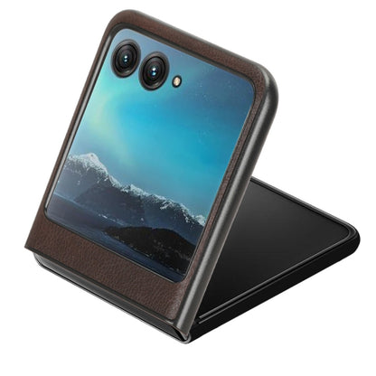 For Motorola Moto Razr 40 Ultra Litchi Texture Back Cover Phone Case(Brown) by buy2fix