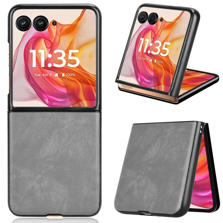 For Motorola Razr 50 Ultra Litchi Texture Back Cover Phone Case(Grey) by buy2fix