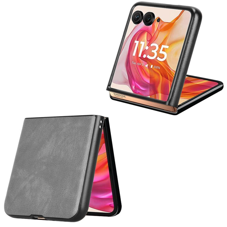 For Motorola Razr 50 Ultra Litchi Texture Back Cover Phone Case(Grey) by buy2fix