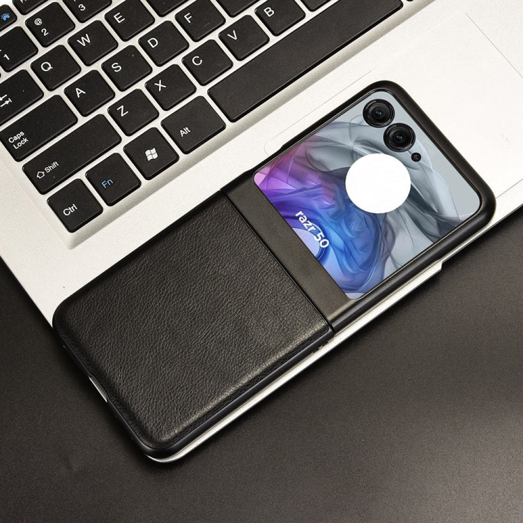 For Motorola Razr 50 Litchi Texture Back Cover Phone Case(Black) by buy2fix