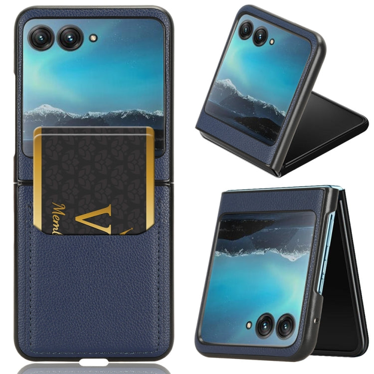 For Motorola Moto Razr 40 Ultra Litchi Texture Card Slot Phone Case(Blue) by buy2fix
