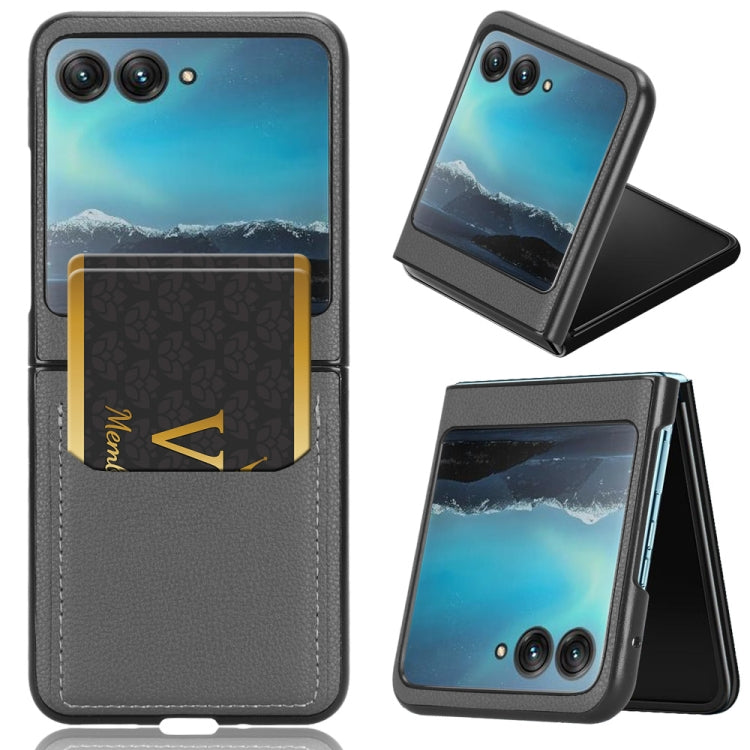 For Motorola Moto Razr 40 Ultra Litchi Texture Card Slot Phone Case(Grey) by buy2fix