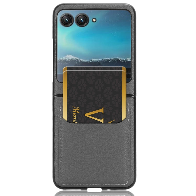 For Motorola Moto Razr 40 Ultra Litchi Texture Card Slot Phone Case(Grey) by buy2fix