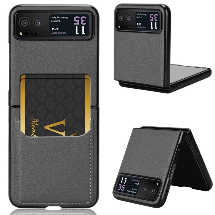 For Motorola Moto Razr 40 Litchi Texture Card Slot Phone Case(Grey) by buy2fix