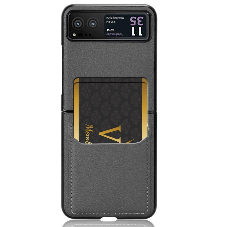 For Motorola Moto Razr 40 Litchi Texture Card Slot Phone Case(Grey) by buy2fix