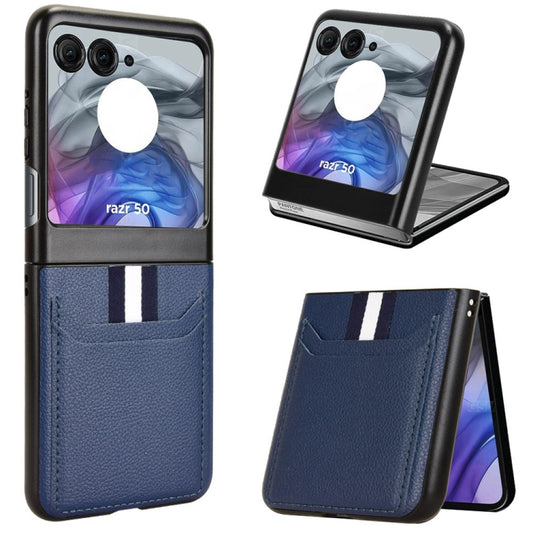 For Motorola Razr 50 Litchi Texture Card Slot Phone Case(Blue) by buy2fix