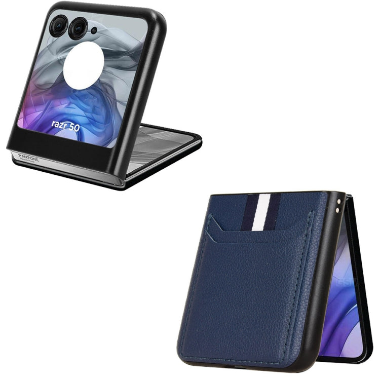 For Motorola Razr 50 Litchi Texture Card Slot Phone Case(Blue) by buy2fix