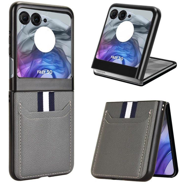For Motorola Razr 50 Litchi Texture Card Slot Phone Case(Grey) by buy2fix
