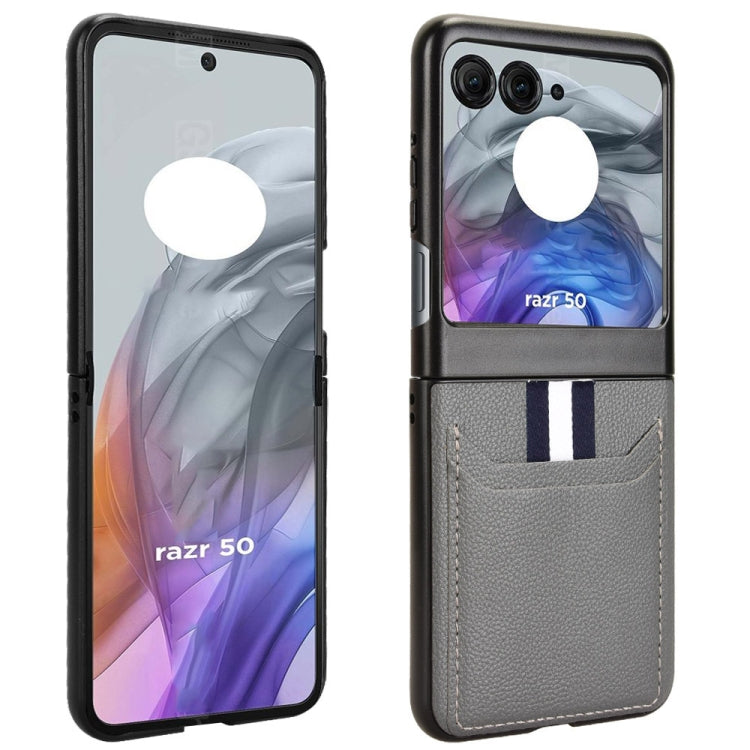 For Motorola Razr 50 Litchi Texture Card Slot Phone Case(Grey) by buy2fix