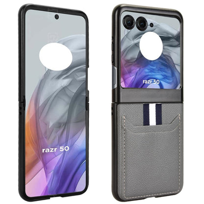 For Motorola Razr 50 Litchi Texture Card Slot Phone Case(Grey) by buy2fix