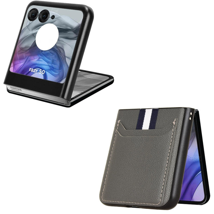 For Motorola Razr 50 Litchi Texture Card Slot Phone Case(Grey) by buy2fix