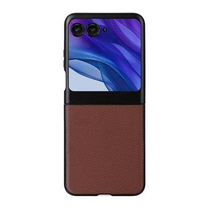 For Motorola Moto Razr 50 PU Leather PC Phone Case(Brown) by buy2fix