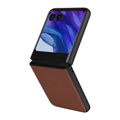 For Motorola Moto Razr 50 PU Leather PC Phone Case(Brown) by buy2fix