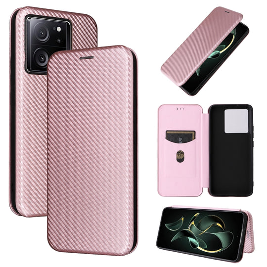 For Xiaomi Redmi K60 Ultra Carbon Fiber Texture Flip Leather Phone Case(Pink)