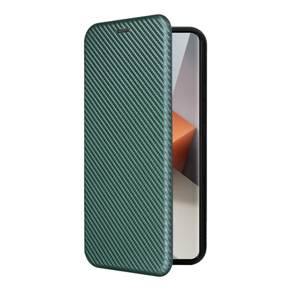 For Xiaomi Redmi Note 13 Pro+ 5G Carbon Fiber Texture Flip Leather Phone Case(Green) - Note 13 Pro+ Cases by buy2fix | Online Shopping UK | buy2fix