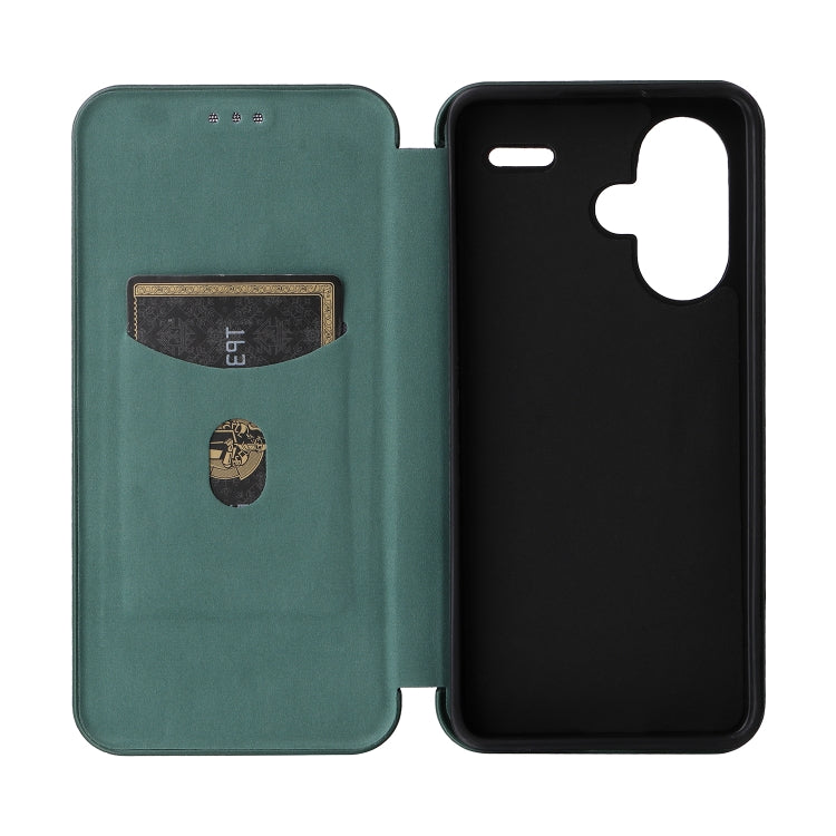 For Xiaomi Redmi Note 13 Pro+ 5G Carbon Fiber Texture Flip Leather Phone Case(Green) - Note 13 Pro+ Cases by buy2fix | Online Shopping UK | buy2fix