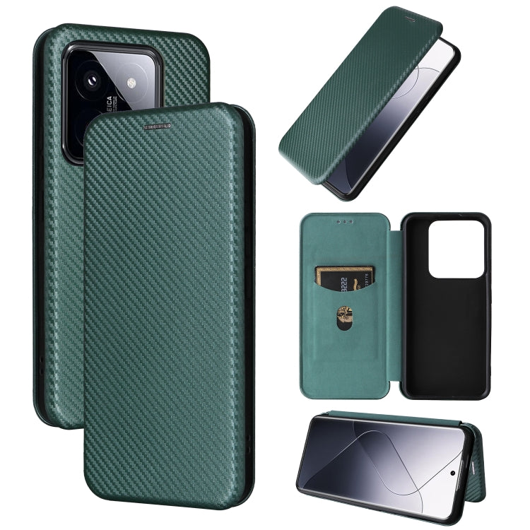 For Xiaomi 14 Carbon Fiber Texture Flip Leather Phone Case(Green) by buy2fix