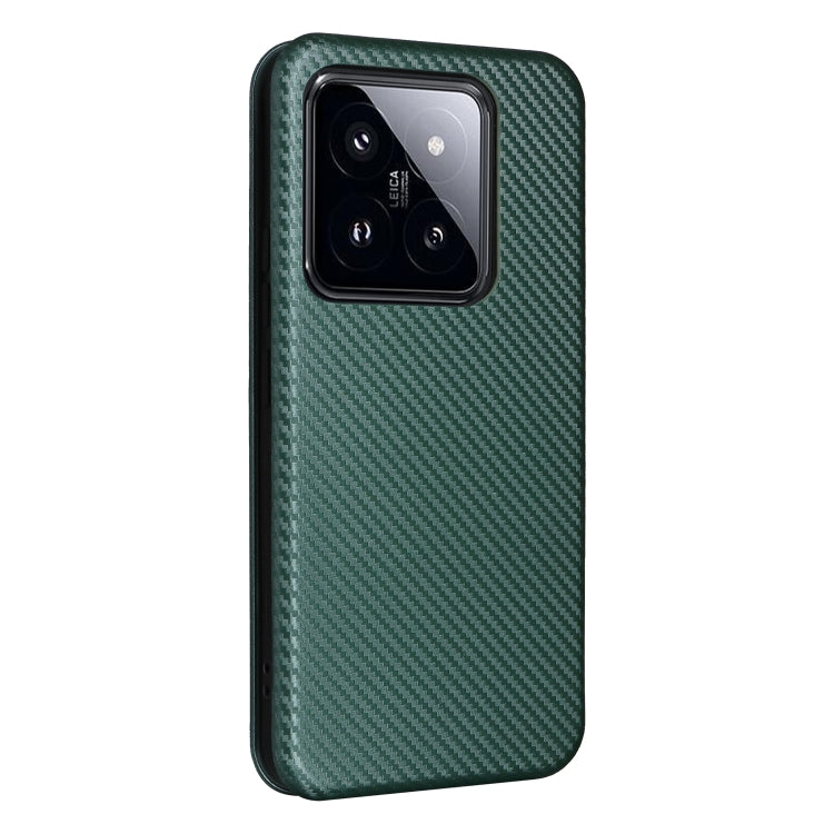 For Xiaomi 14 Carbon Fiber Texture Flip Leather Phone Case(Green) by buy2fix
