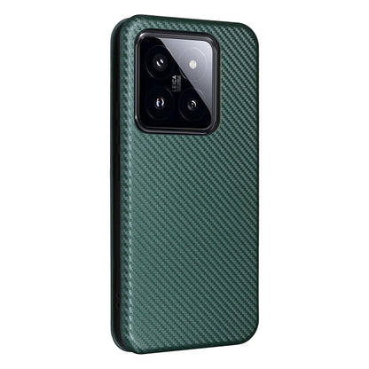 For Xiaomi 14 Carbon Fiber Texture Flip Leather Phone Case(Green) by buy2fix