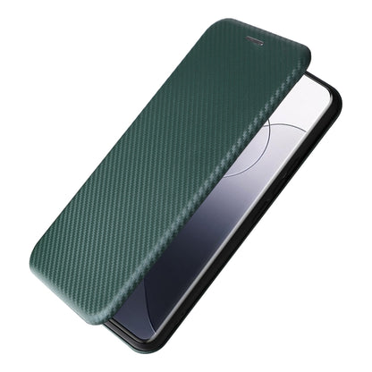 For Xiaomi 14 Carbon Fiber Texture Flip Leather Phone Case(Green) by buy2fix