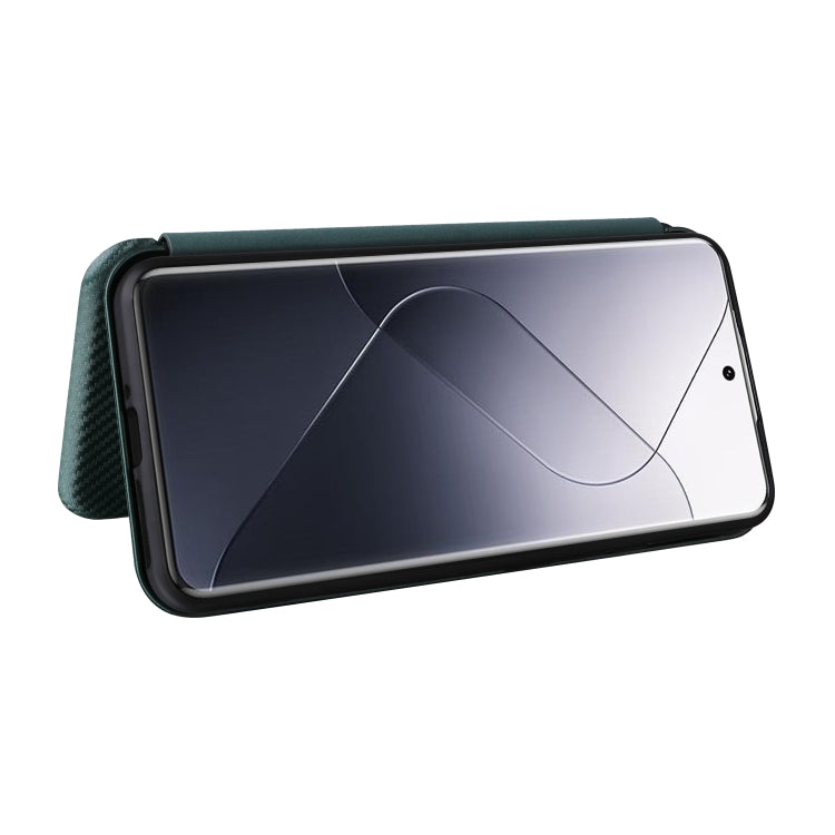 For Xiaomi 14 Carbon Fiber Texture Flip Leather Phone Case(Green) by buy2fix