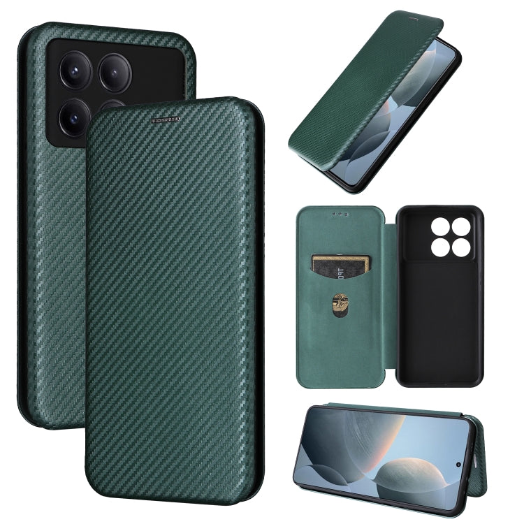 For Xiaomi Redmi K70E 5G Carbon Fiber Texture Flip Leather Phone Case(Green) - K70E Cases by buy2fix | Online Shopping UK | buy2fix