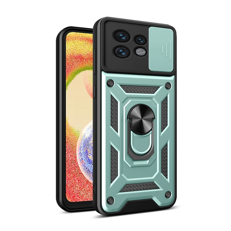 For Motorola Edge 40 Pro Sliding Camera Cover Design TPU+PC Phone Case(Mint Green) by buy2fix