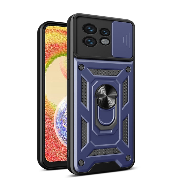 For Motorola Edge 40 Pro Sliding Camera Cover Design TPU+PC Phone Case(Blue) by buy2fix