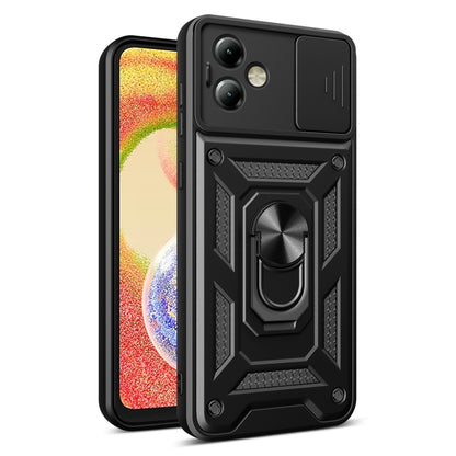 For Motorola Moto G14 Sliding Camera Cover Design TPU Hybrid PC Phone Case(Black) - Motorola Cases by buy2fix | Online Shopping UK | buy2fix