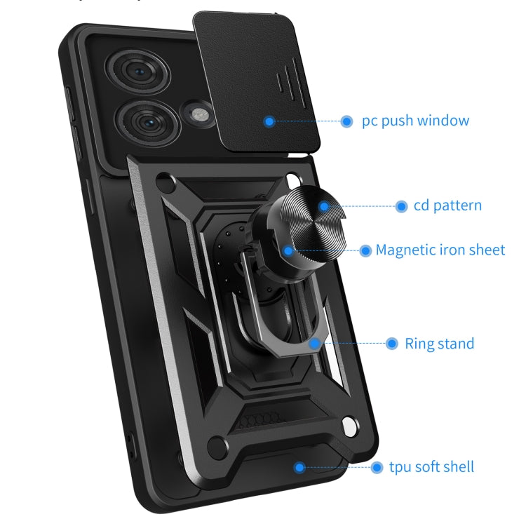 For Motorola Edge 40 Neo 5G Sliding Camera Cover Design TPU Hybrid PC Phone Case(Blue) - Motorola Cases by buy2fix | Online Shopping UK | buy2fix