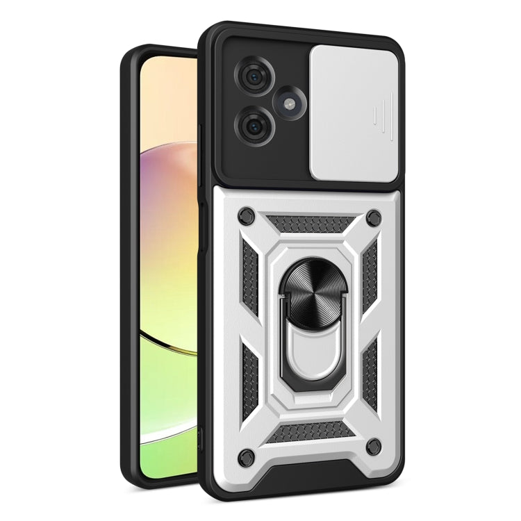 For Motorola Moto G54 5G EU Sliding Camera Cover Design TPU Hybrid PC Phone Case(Silver) - Motorola Cases by buy2fix | Online Shopping UK | buy2fix