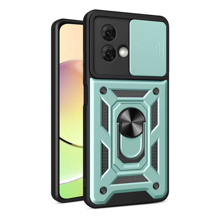 For Motorola Moto G84 Sliding Camera Cover Design TPU Hybrid PC Phone Case(Mint Green) - Motorola Cases by buy2fix | Online Shopping UK | buy2fix