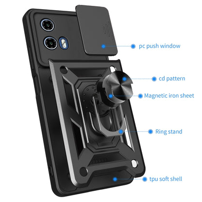 For Motorola Moto G04 / G24 Sliding Camera Cover Design TPU Hybrid PC Phone Case(Blue) - Motorola Cases by buy2fix | Online Shopping UK | buy2fix