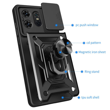 For Motorola Edge 50 Pro Global Sliding Camera Cover Design TPU Hybrid PC Phone Case(Blue) - Motorola Cases by buy2fix | Online Shopping UK | buy2fix