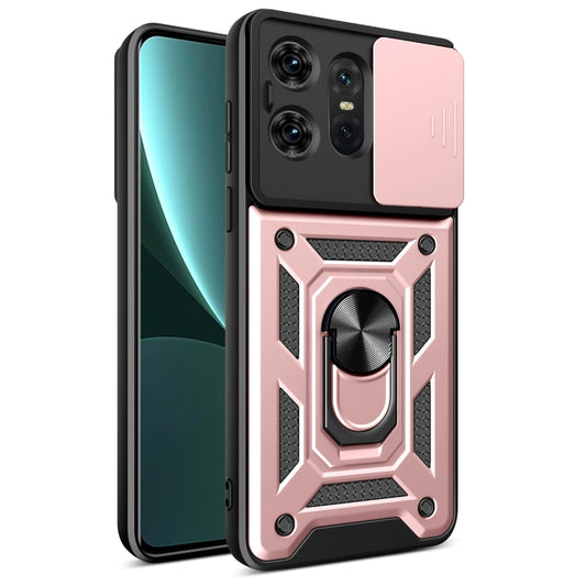 For Motorola Edge 50 Pro Global Sliding Camera Cover Design TPU Hybrid PC Phone Case(Rose Gold) - Motorola Cases by buy2fix | Online Shopping UK | buy2fix