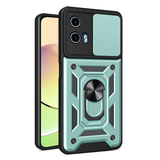 For Motorola Moto G34 5G Sliding Camera Cover Design TPU+PC Phone Case(Mint Green)