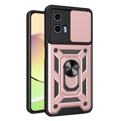 For Motorola Moto G34 5G Sliding Camera Cover Design TPU Hybrid PC Phone Case(Rose Gold) - Motorola Cases by buy2fix | Online Shopping UK | buy2fix