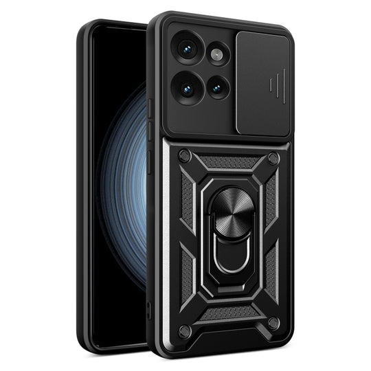 For Motorola Edge 50 5G Sliding Camera Cover Design TPU+PC Phone Case(Black)